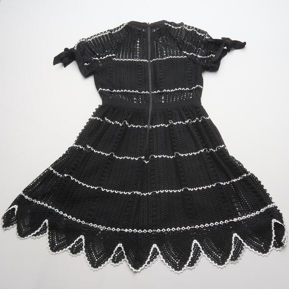 Self Portrait Scallop Hem Crochet Mini Dress US 4 - Picture 4 of 10